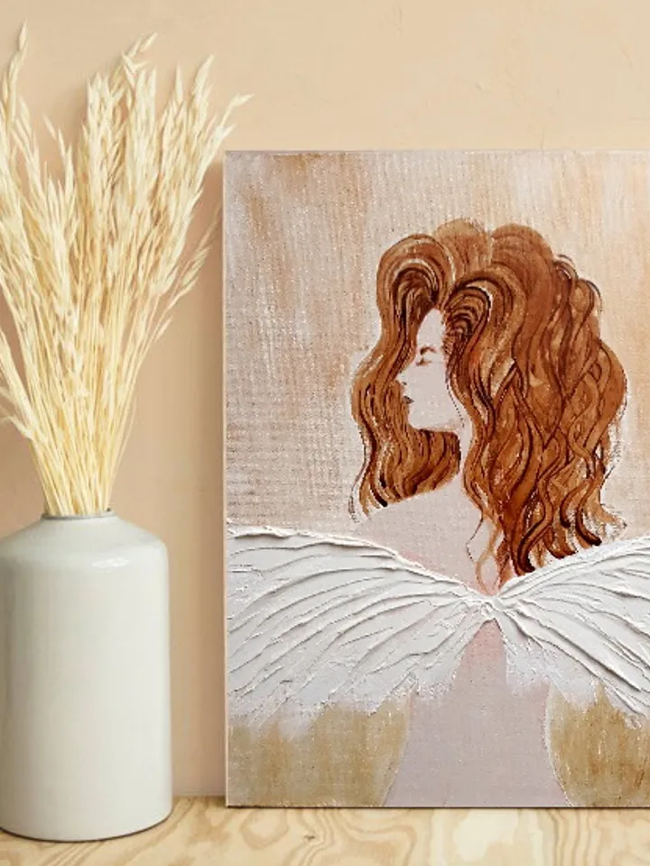 Acrylic Angel on flat canvas panel/Guardian angel/Female angel/Gift for woman/Spirituality gift/Original Angel Painting/Hand Painted Angel