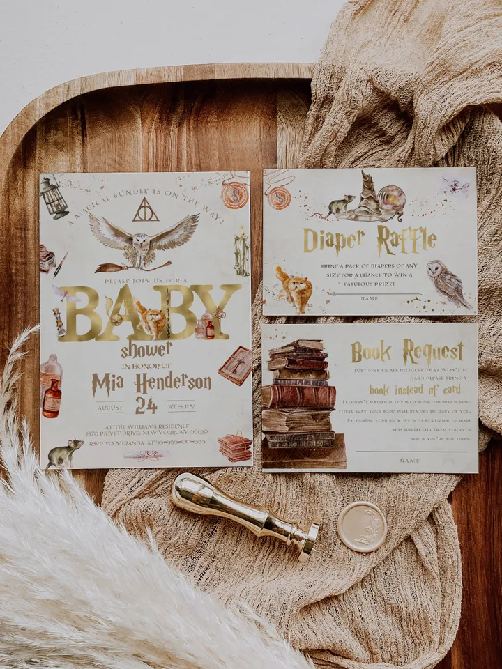 DIY Wizarding World Baby Shower Set; Magic School Baby Shower Template; School of Wizard Baby Shower invitation template; wh1