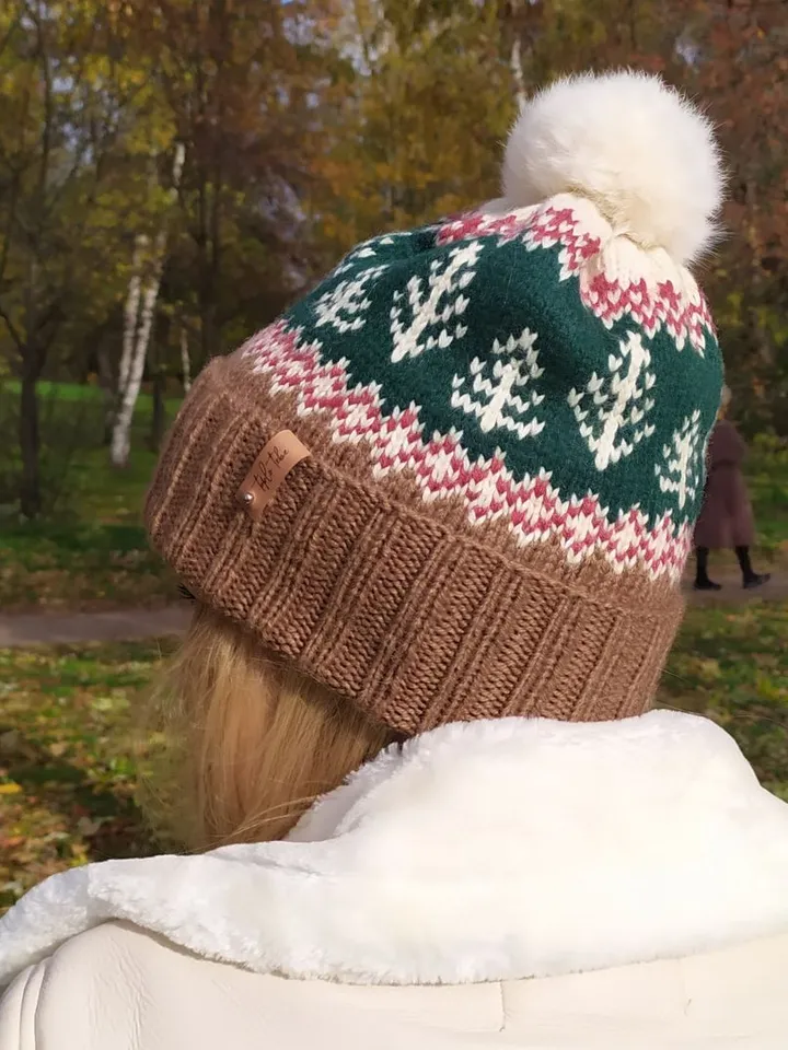 Warm womens hand-knitted hat