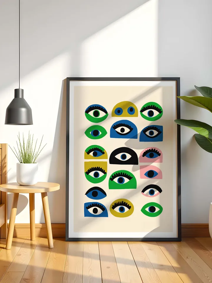 Colorful Abstract Eye Wall Art, Modern Digital Eye Prints, Minimalist Poster, Home Decor, Crazy Eye Illustration, Instant Digital Download