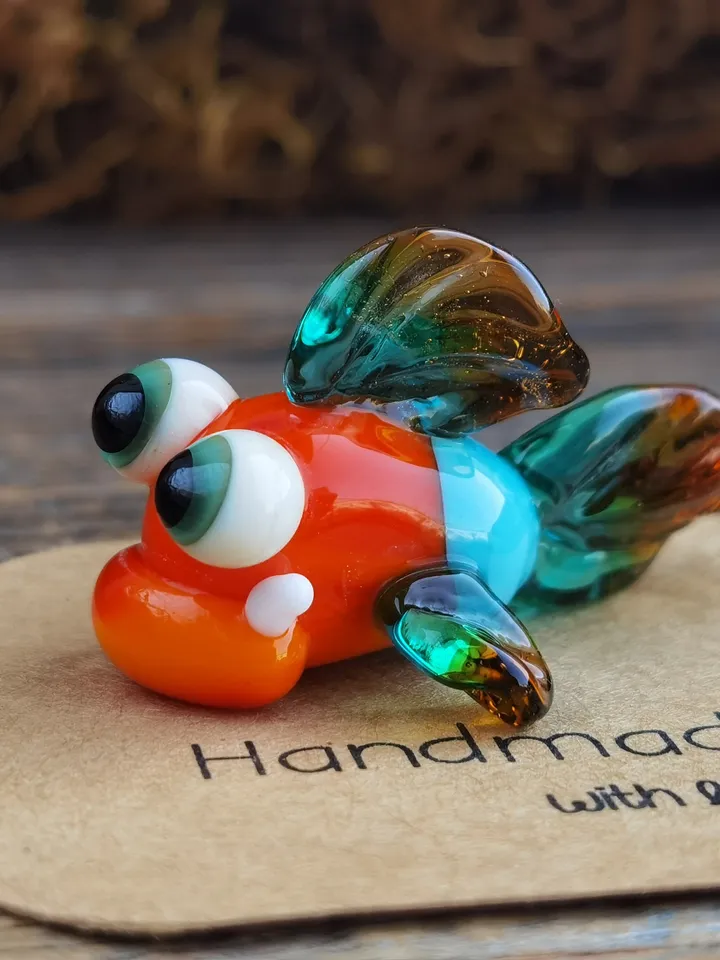 Glass Fish figurines Tiny fish Miniature fish Glass figurines Tiny glass animals Blown glass art Aquarium decor Dollhouse miniature