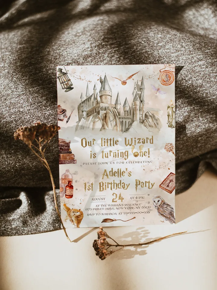 The Chosen One Invitation; Wizard Birthday Party; Magic School 1st Birthday Invitation Template; Editable Wizarding World Invitation; W7