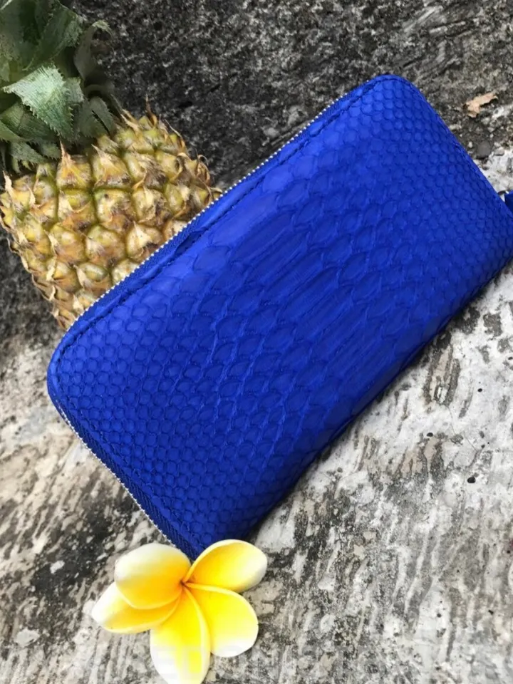 Wallet genuine python skin electic blue color, women wallet, leather lady wallet, classic zip wallet, designer wallet handmade, money wallet