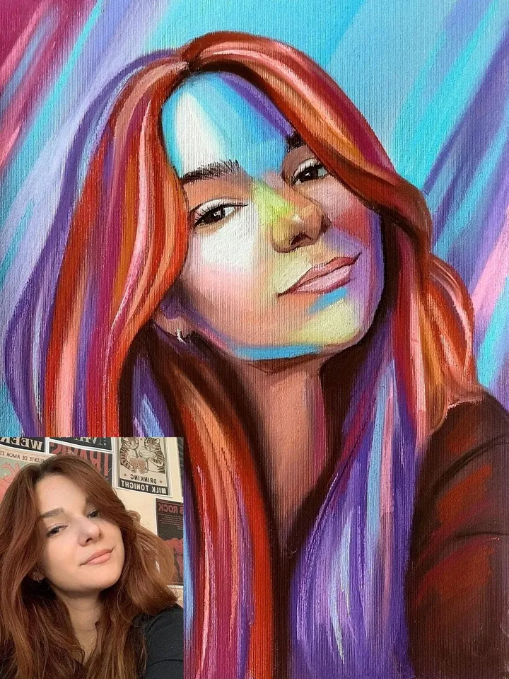 Pop art pastel portrait from photo | Hand drawn colored personalized pastel portrait | Hand painted custom abstract modern art portrait