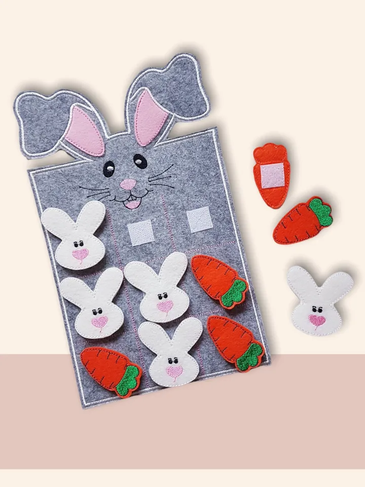 Rabbit Tic Tac Toe Game Machine Embroidery Designs in the hoop project digital embroidery pattern Machine embroidery pattern for children