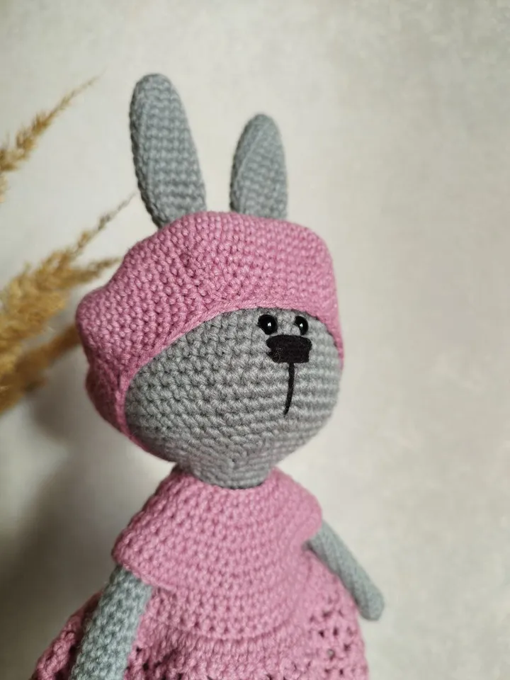 Crochet bunny toy in a dress, stuffed animal toy, bunny toy, amigurumi toy bunny