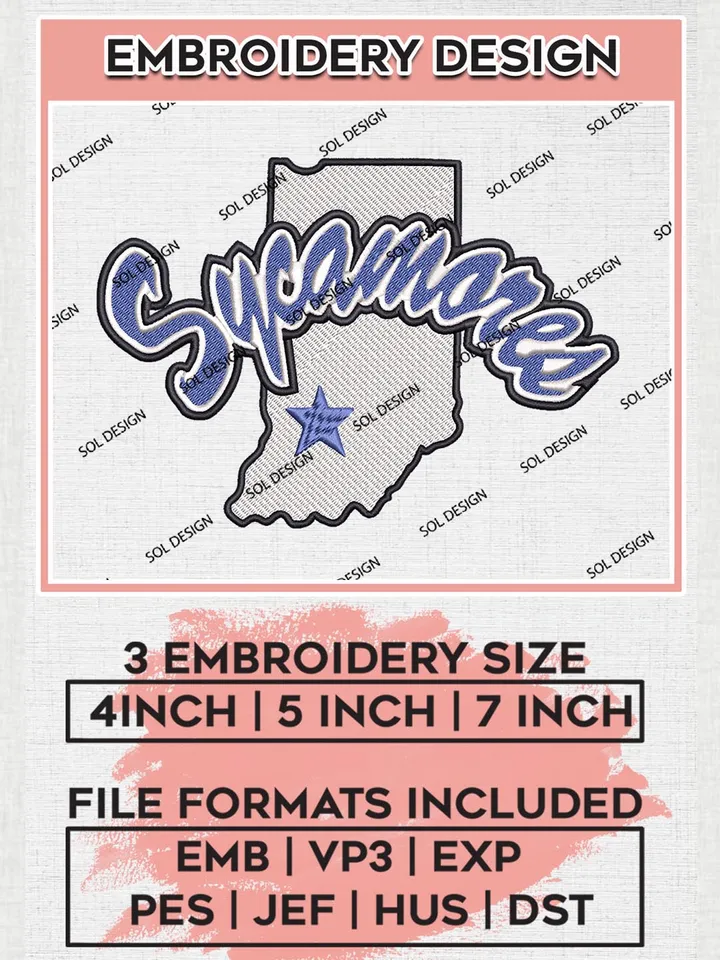 NCAA Sycamores Map Logo Machine Embroidery Design, NCAA Indiana State Sycamores Design Design files, NCAA Team Embroidery Designs, NCAA Machine Embroidery Designs, Digital Download