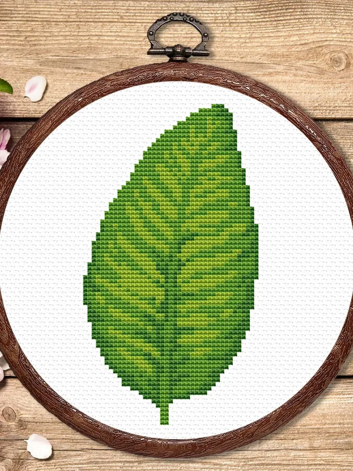 Set of 3 Leaf Cross Stitch Pattern, Flower Cross Stitch, Embroidery Monstera, Flowers xStitch, Monstera Leaf Cross Stitch Pattern #flw024