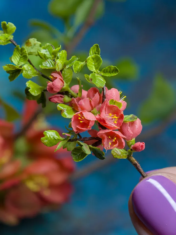 TUTORIAL Miniature branch of flowering quince with air dry clay