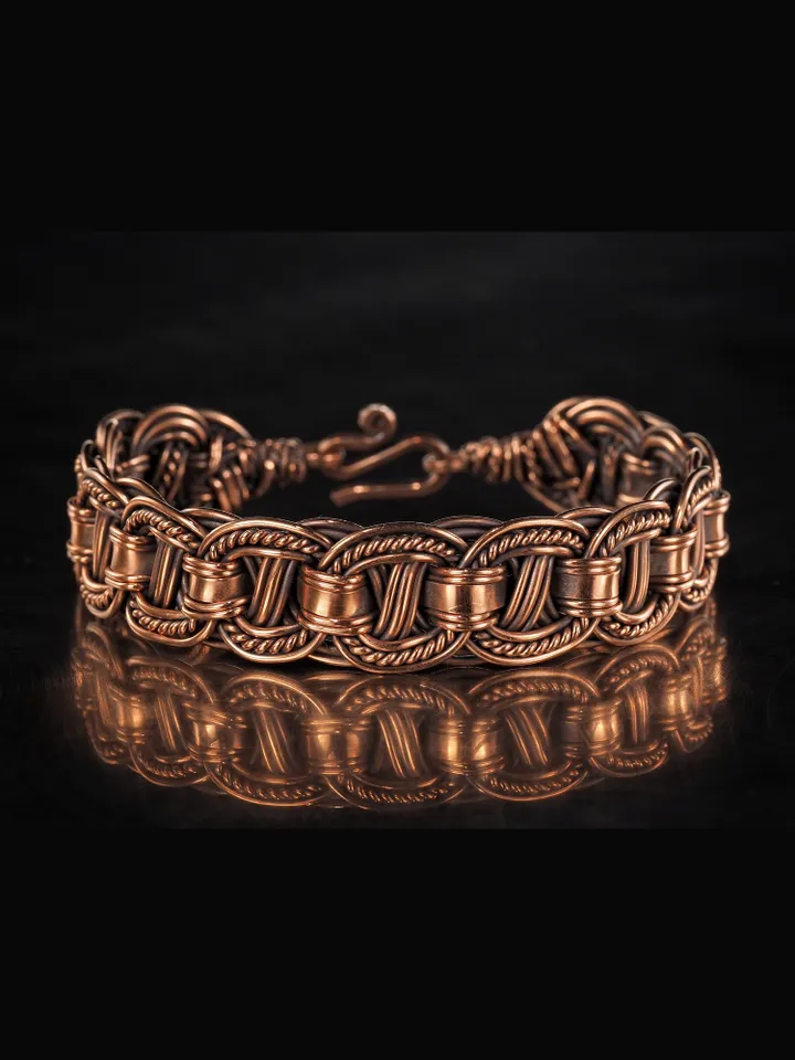 Woven copper wire bracelet Antique style handcrafted copper jewelry Unique gift