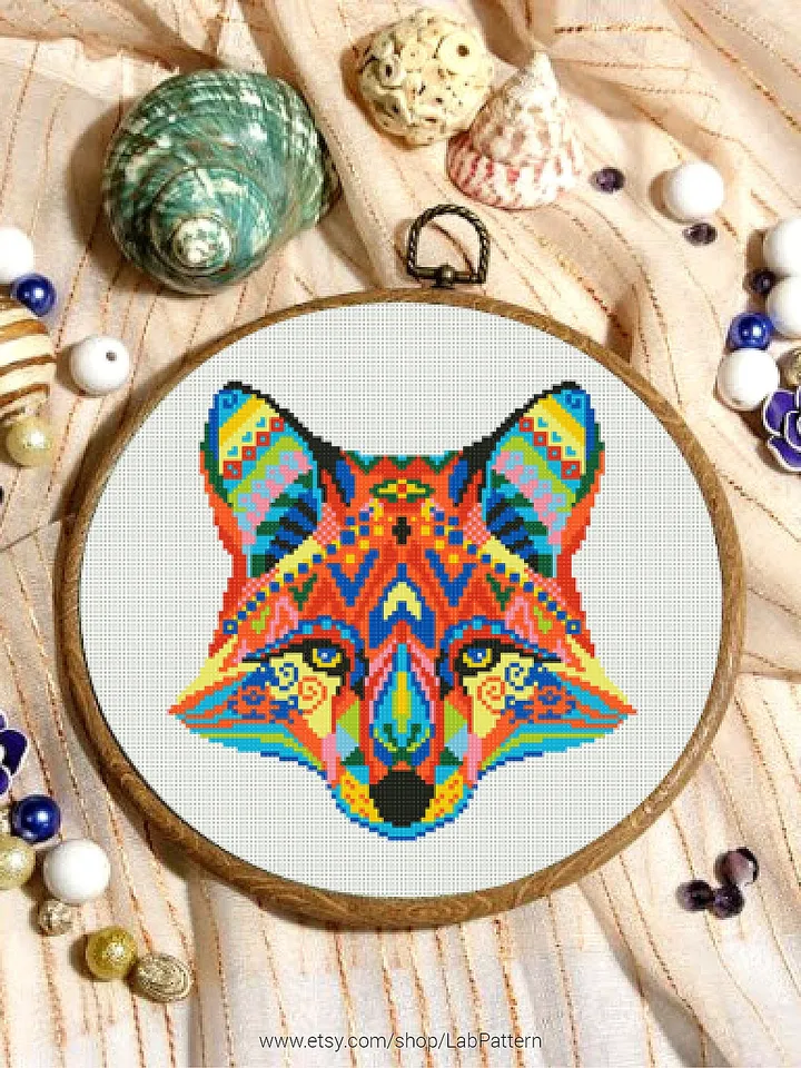 Mandala Fox Cross stitch pattern | Embroidery Pattern | Instant Download | Embroidery Designs