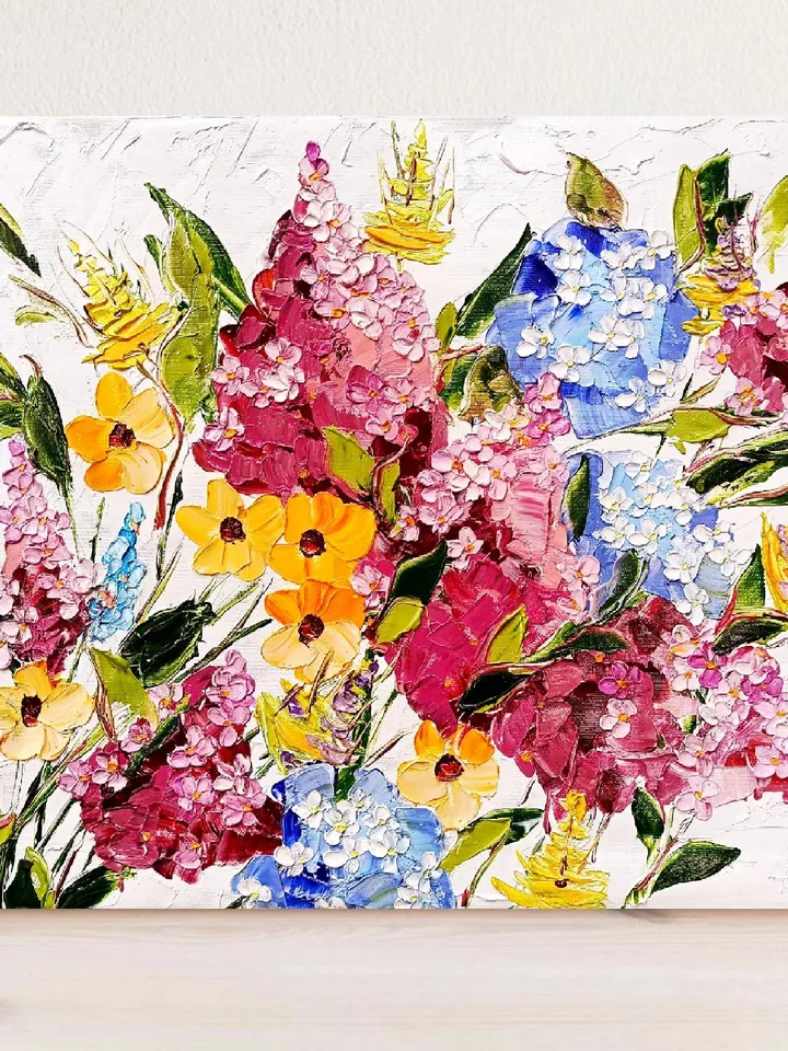 Flowers Painting Original Art Oil Painting Floral Artwork Iris Wall Art Flower 16 by 20 inches by ArtProkopaloSv