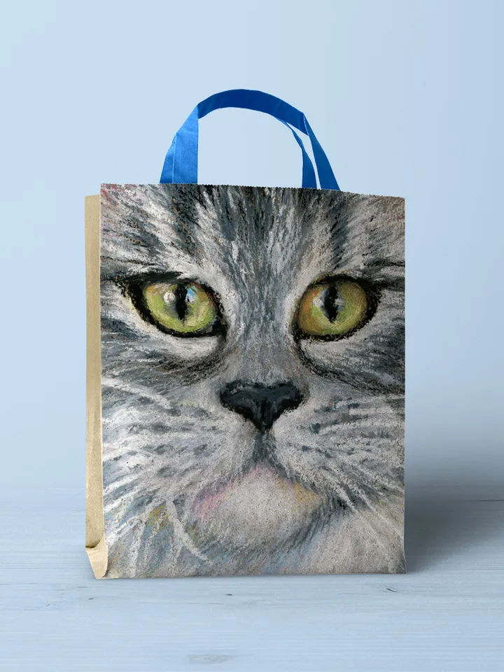 Print template, Maine Coon, Portrait of a grey cat, Animalistic , Digital file for printing and design, large poster