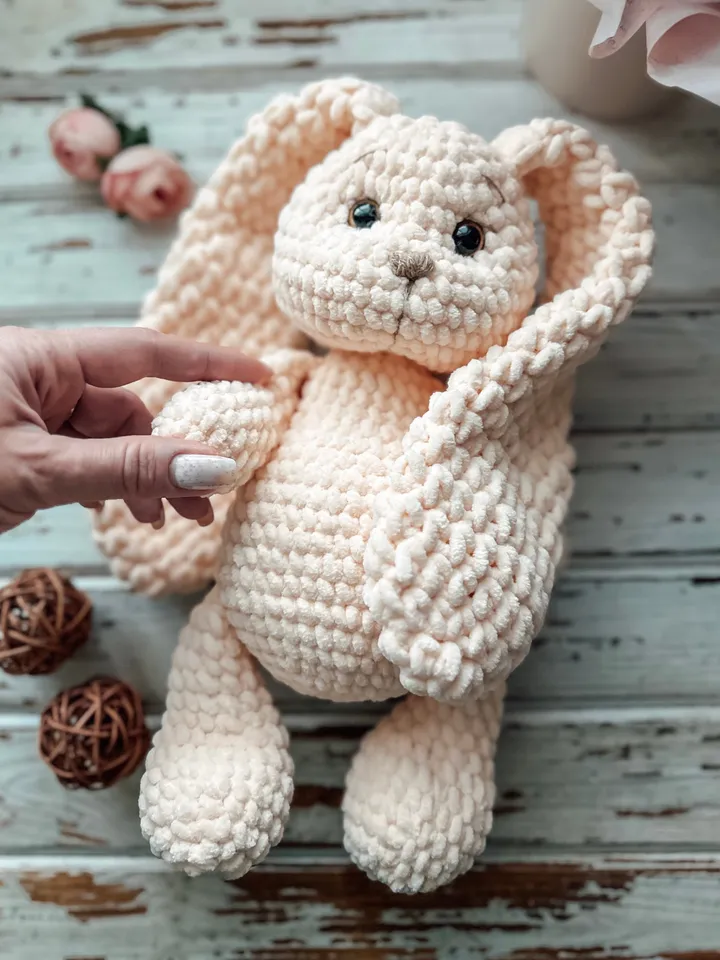 Peach/pink soft Bunny, rabbit doll, stuffed animal, bunny with long ears, cute birthday gift