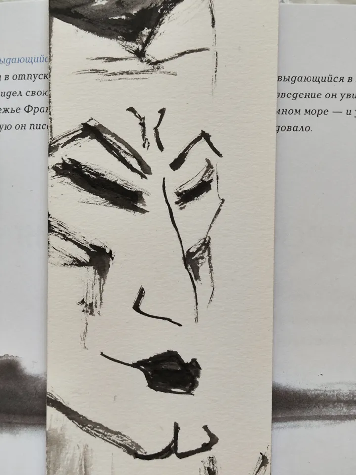 Handpainted bookmark.Original art.Samurai