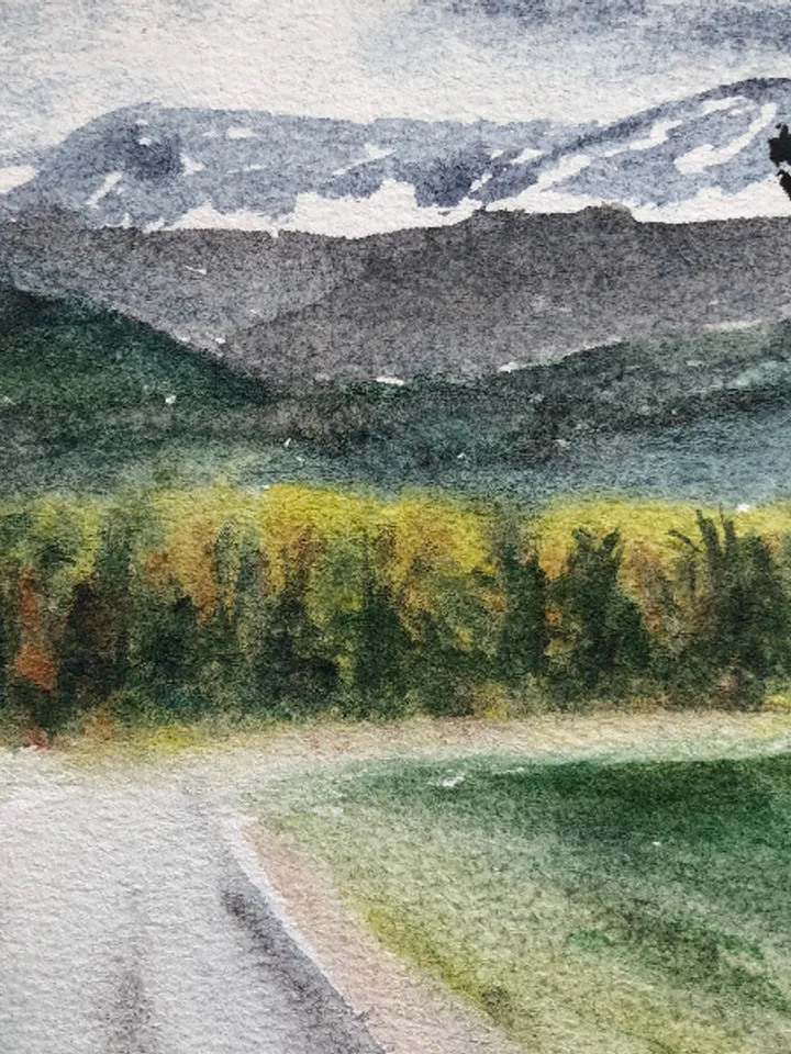 Road original watercolour painting hand painted modern painting wall art original artwork 8x11 inch
