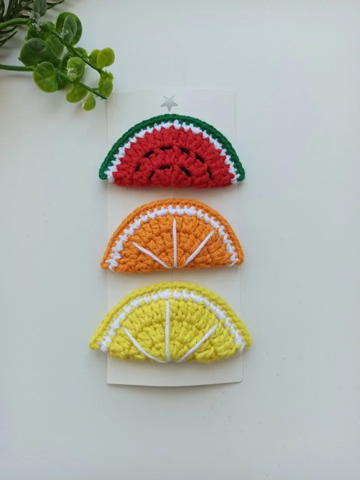 Cute hair clips, hair accessories,crochet hairpin for girl, hair clips lemon