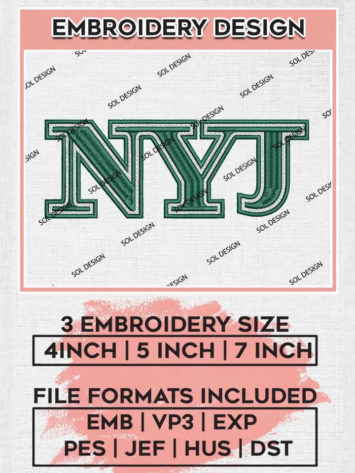 New York Jets Wordmark Embroidery Design Files, NFL Jets, NFL Logo Embroidery Files, NFL New York Jets Machine Embroidery Design, Digital Download