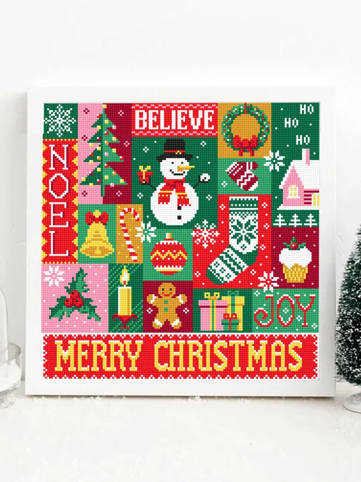 Christmas sampler cross stitch pattern PDF download Xmas cross stitch chart, Merry christmas pattern digital PDF, Christmas ornament #N143