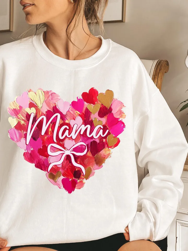 Valentine Day Heart Brushstroke png, Valentine Mama coquette png, Valentines png, Pink Bow png, Pink Mama png, Mama Valentines png, Mama png