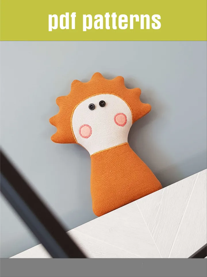 Rag doll Lilu sewing pattern PDF, digital tutorial in English, mini doll sewing diy