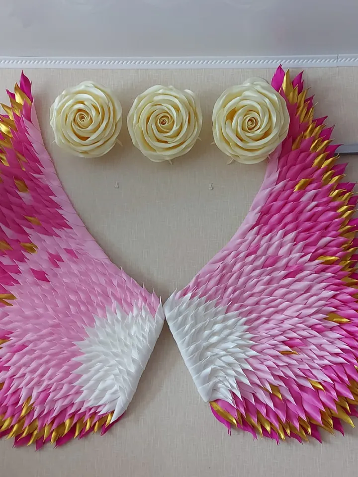 Wedding Backdrop Hanging wings, Gold pink winged swing, hanging swing wings, ceiling suspension