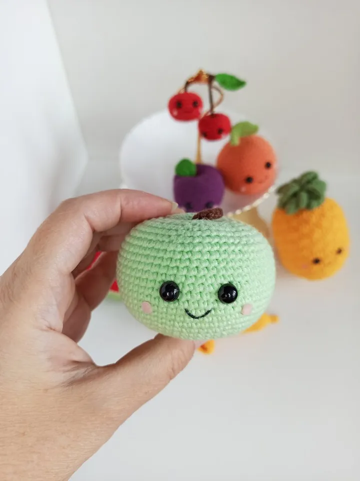 Set crochet fruit (11 pcs), pretend to play food, kawaii fruit,Montessori toy,
