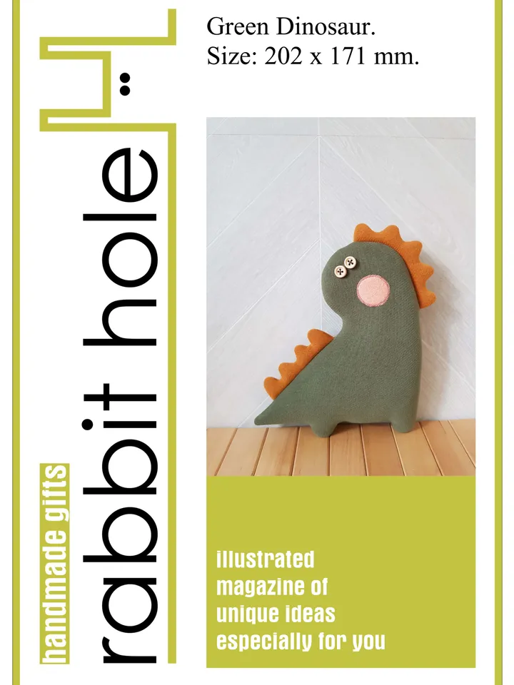 Dinosaur Sewing Pattern pdf, digital tutorial in english, stuffed animal diy