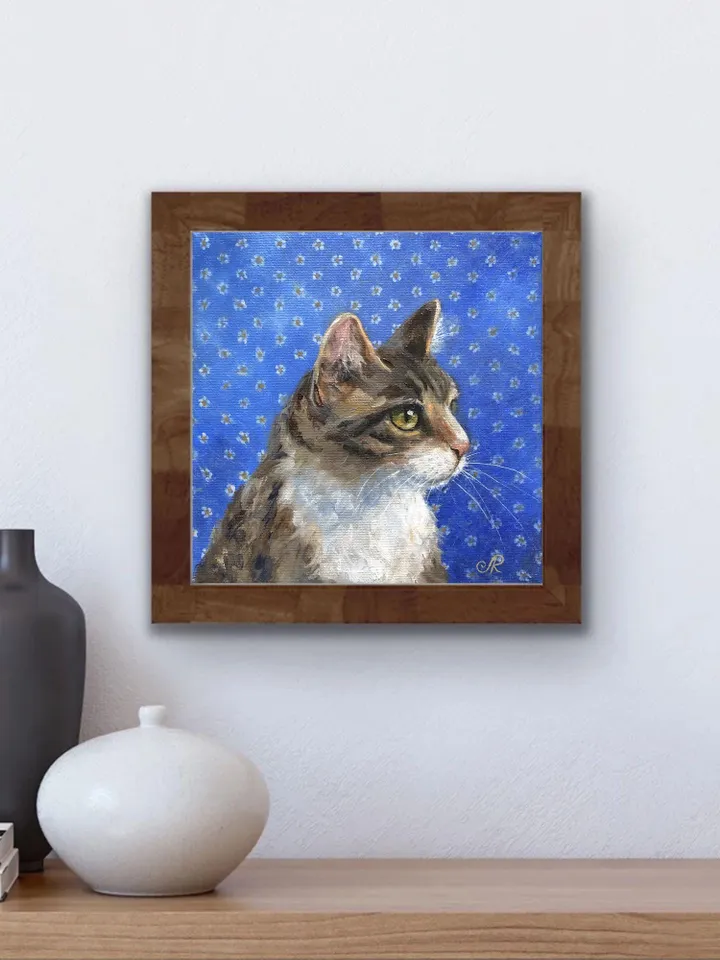Cats Oil Painting Original Cat Portrait Animal Wall Art Pet Portrait