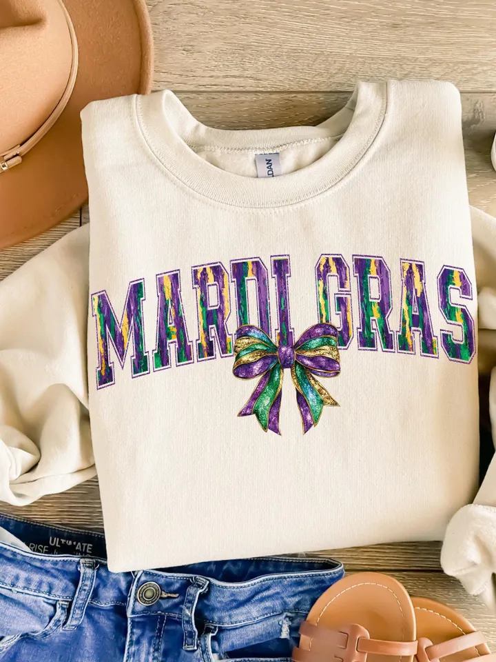 Mardi Gras Coquette PNG, Retro Mardi Gras Png, Fleur De Lis Png, Glitter, King Cake Png, Louisiana Crawfish Png, Coquette Bow Png Design
