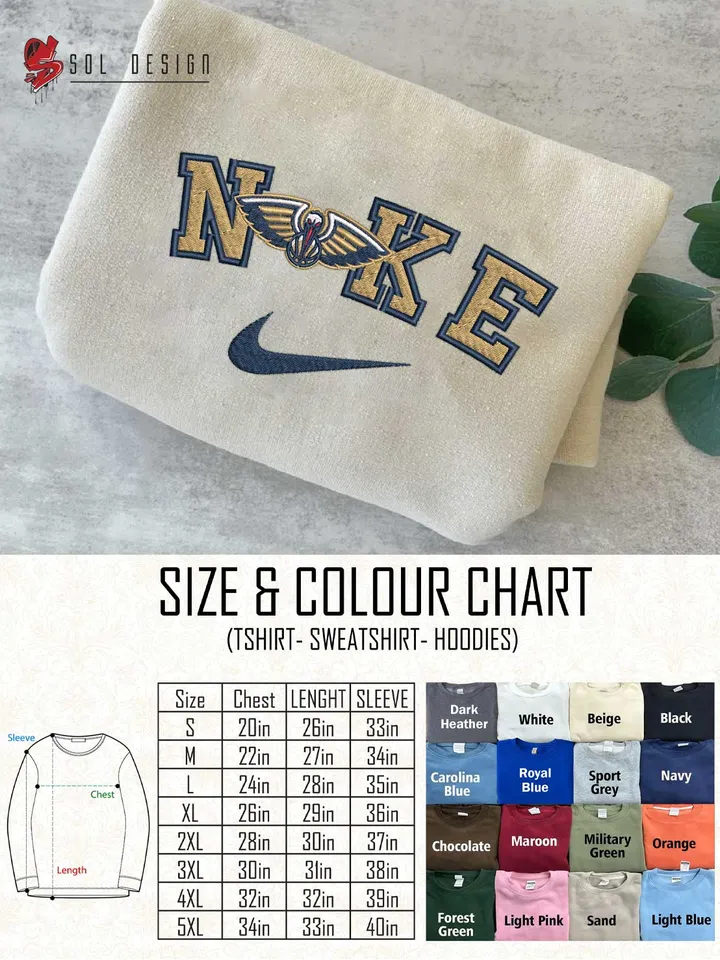 Ni.kee New Orleans Pelicans Team Embroidered Sweatshirt, NBA Pelicans Basketball Team Embroidered T Shirt, NBA Team Embroidered Sweater, NBA New Orleans Pelicans Shirt, Basketball Team Embroidered Hoodie