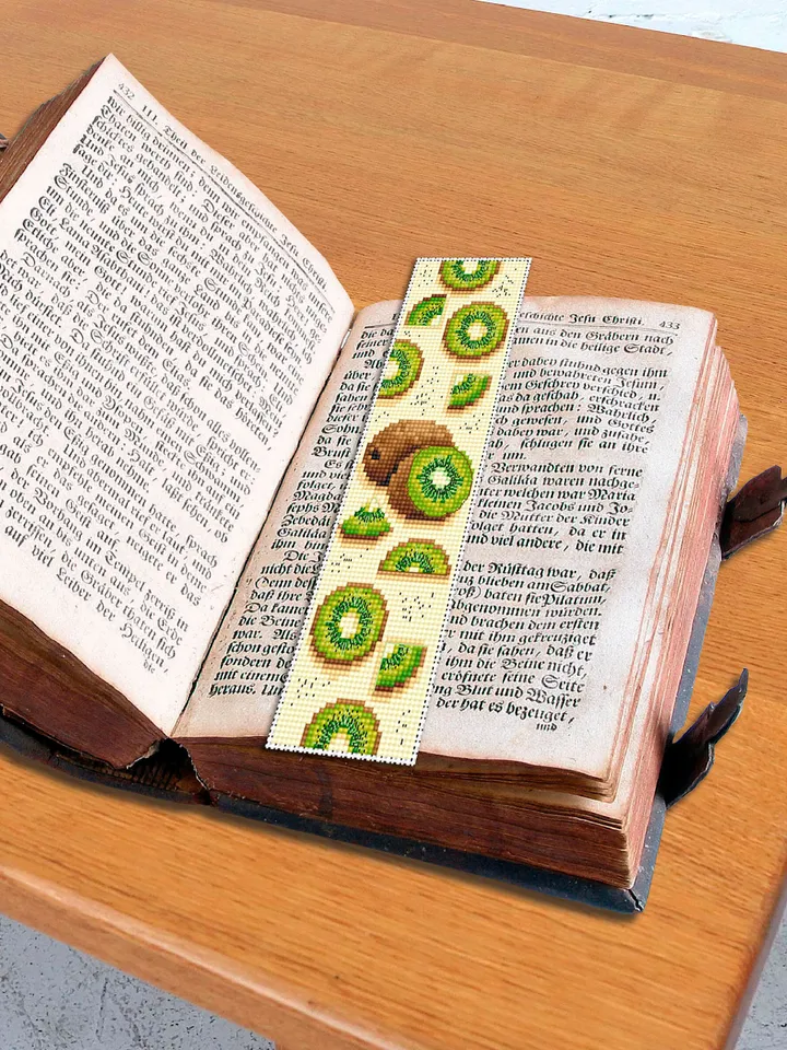 Bookmark kiwi fruit cross stitch pattern PDF download Summertime bookmark for kids, Handmade bookmark cross stitch Kiwi embroidery PDF #B142