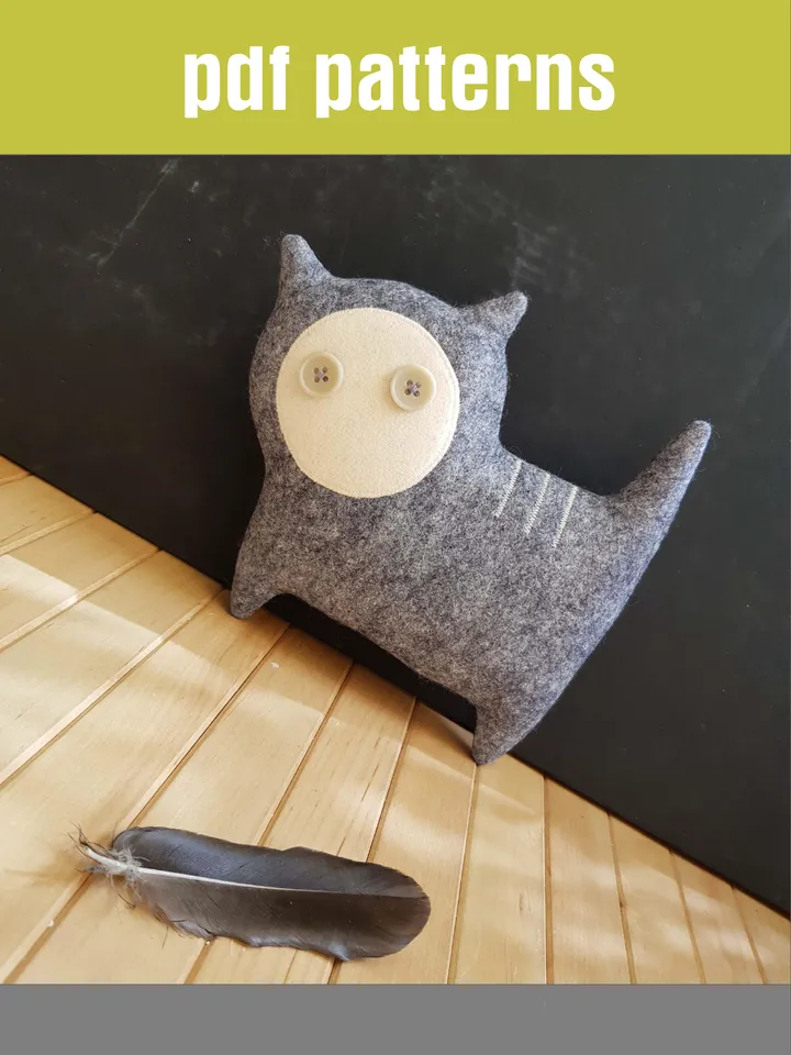 Felt Cat sewing pattern PDF tutorial in English, felt animal sewing diy