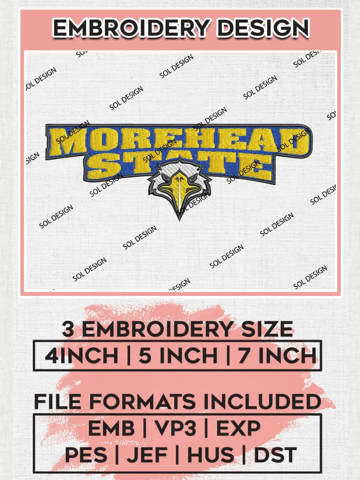 NCAA Morehead State Team Logo Embroidery Design Files, NCAA Morehead State Eagles Machine Embroidery, NCAA Teams, 3 sizes, NCAA Machine embroidery designs, Digital Download
