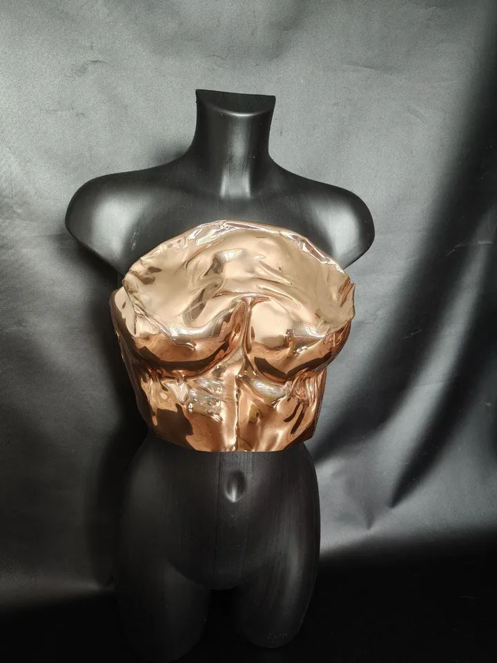 Golden corset, mirror corset, mirror armor, gold bra, bra, linen, burning man, gold plate, mirror bra, golden top