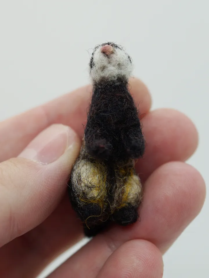 Needle felted ferret miniature, tiny ferret portrait, pet portrait, ferret figurine