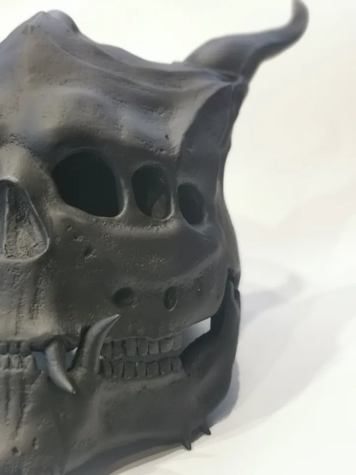Three-eyed black demon mask with moving jaw, resin skull mask, demon skull, halloween mask scary, custom cosplay mask, creepy mask