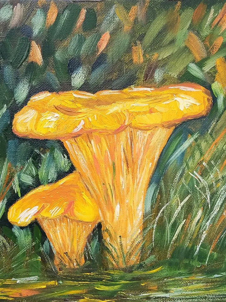 Yellow Mushrooms Mushroom Art Mushroom Landscape Dining Room Decor