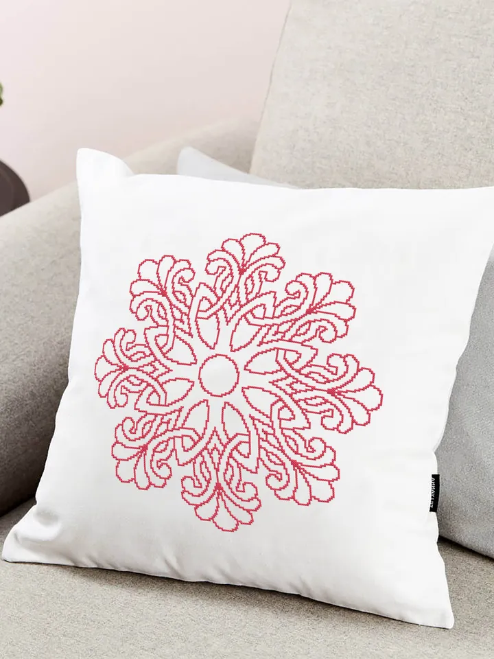 Easy mandala cross stitch pattern download PDF Monochrome cross stitch chart Flower mandala pattern digital Floral ornament embroidery #M48