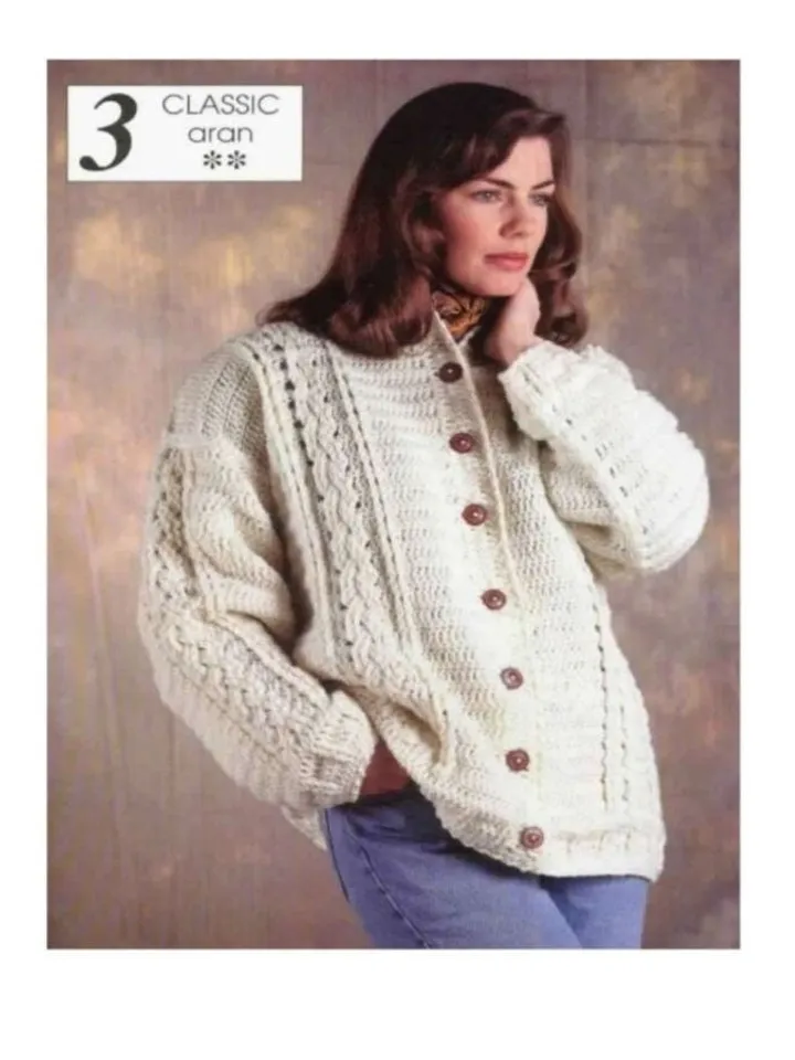 Cardigan aran crochet pattern, women cardigan, chunky cardigan aran crochet pdf