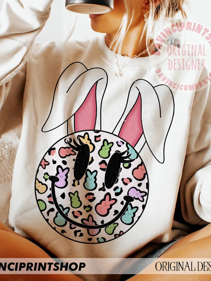 Easter png Distressed Retro Smile PNG, Easter png, Easter Bunny png, Happy Easter png, Bunny png, Easter Bunny Ears png, Sublimation design
