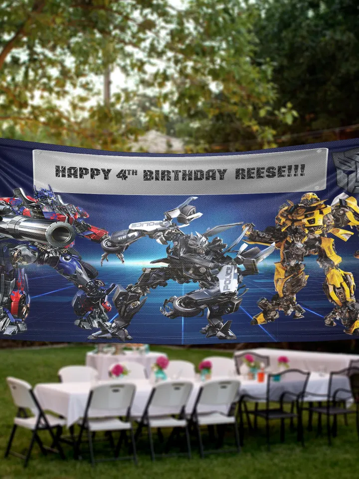 Transformers Birthday Banner Personalized Party Backdrop Decoration ikban135