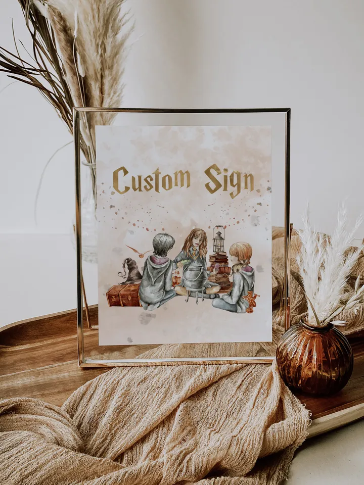 Custom Sign;Wizard Birthday Party; Magic School 1st Birthday; Editable Wizarding World Custom Sign; Magical Party Decoration; W7