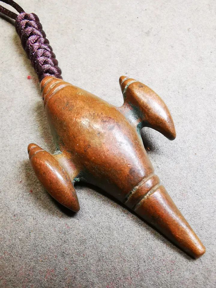 Gandhanra Acient Shankha(Divine Conch) Badge,Tibetan Buddhist Protective Amulet Pendant,Made of Brass