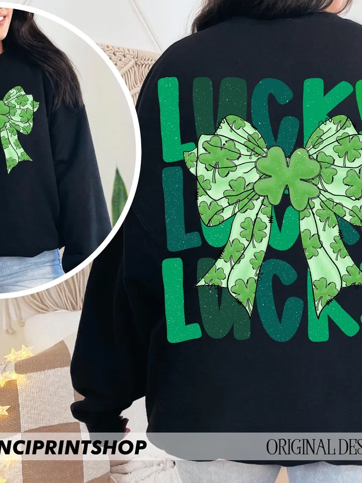 Lucky St.Patricks Day Coquette Png, St Patricks day png, Lucky png, St Patrick Bow Png, Girl st patricks day, Shamrock png, Sublimation png