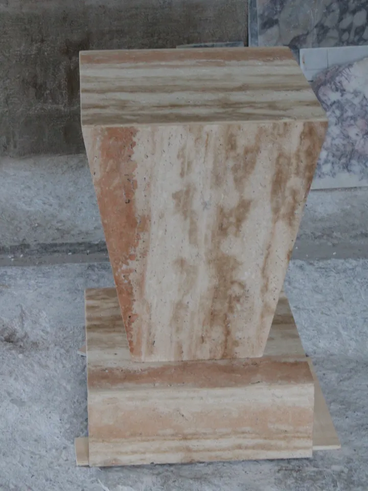 Travertine geometric cube coffee table 2 pieces, end table, side table