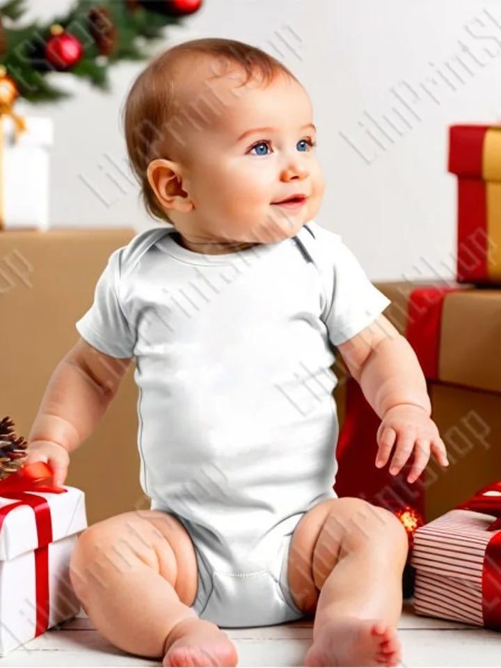 Christmas Infant Romper model Mockup lifestyle White Baby Bodysuit stosk photo jpg digital Instant download
