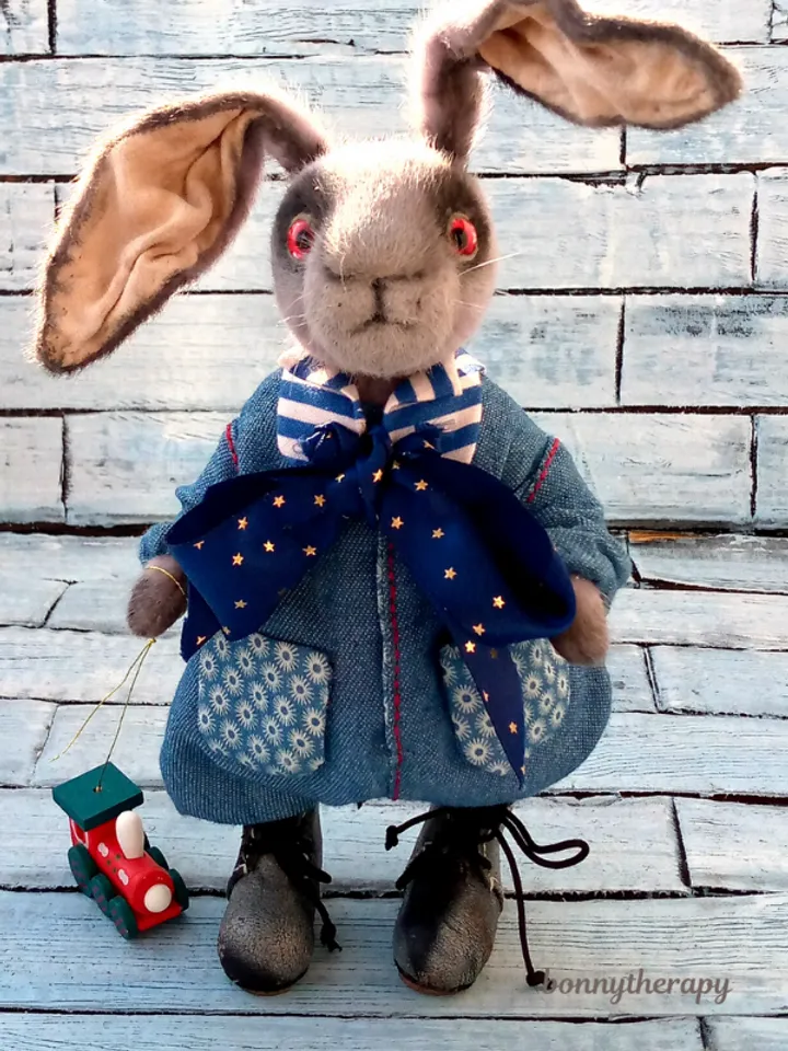 Teddy bunny 7 inches, adorable rabbit in teddy style.
