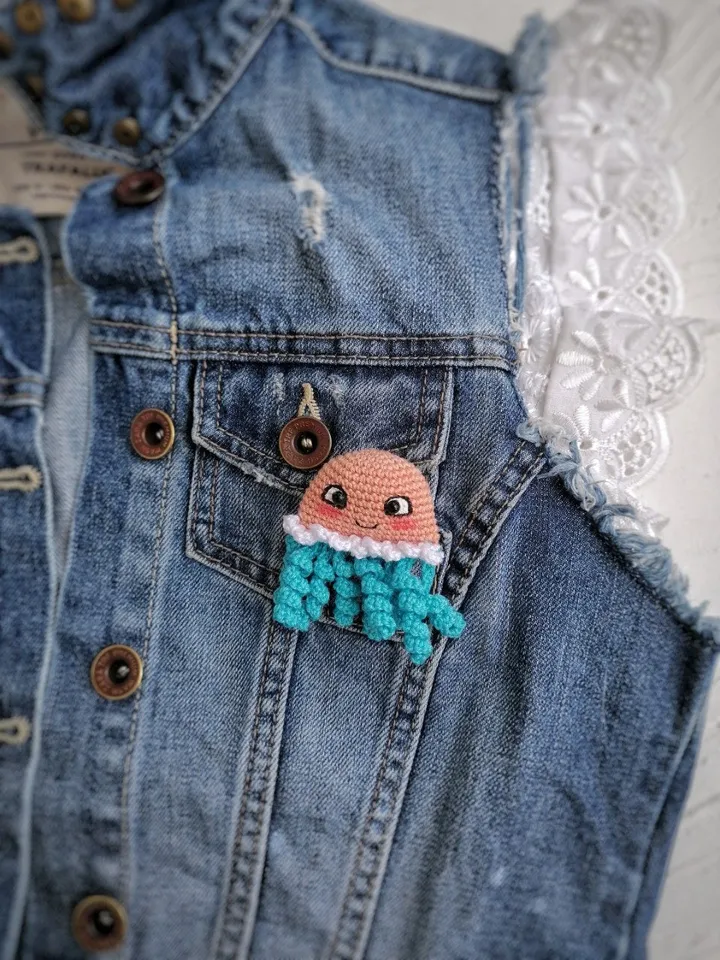 PDF Crochet Sea Brooches SET Pattern: Axolotl Seahorse Jellyfish Crochet Animal Pattern Small Crochet Pattern Brooch Amigurumi Easy Pattern