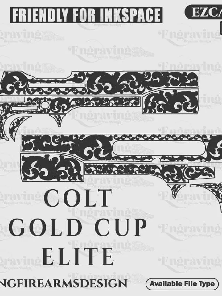 Colt Gold Cup Elite Scroll Design svg,lasercut,laserengraving,svgdesign,engravingfiles,laserpattern,engravingdesign,engravingpattern